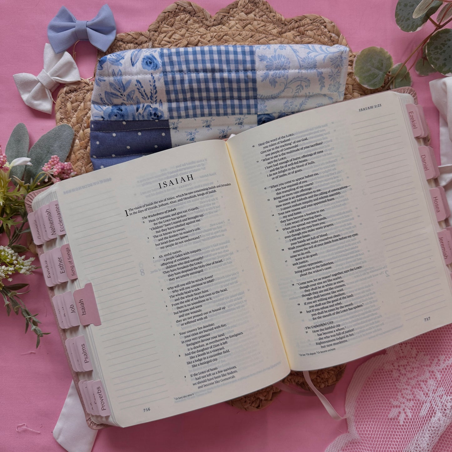 Blue Patchwork Bible Cover
