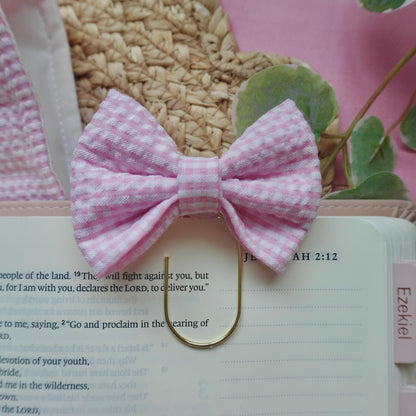 Pink and White Bow Bookmark