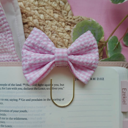 Pink and White Bow Bookmark