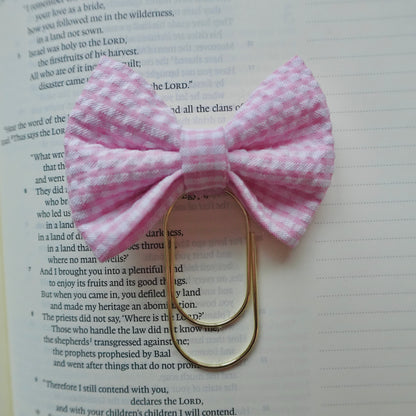 Pink and White Bow Bookmark