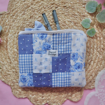 Blue Patchwork Pouch