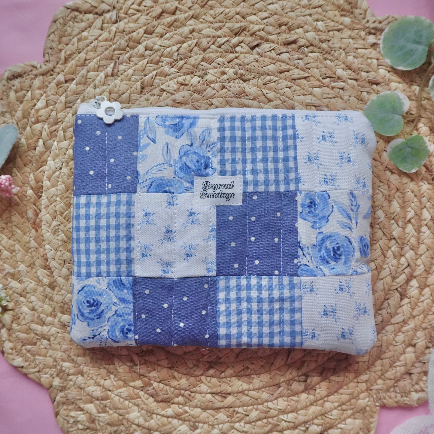 Blue Patchwork Pouch