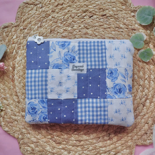 Blue Patchwork Pouch
